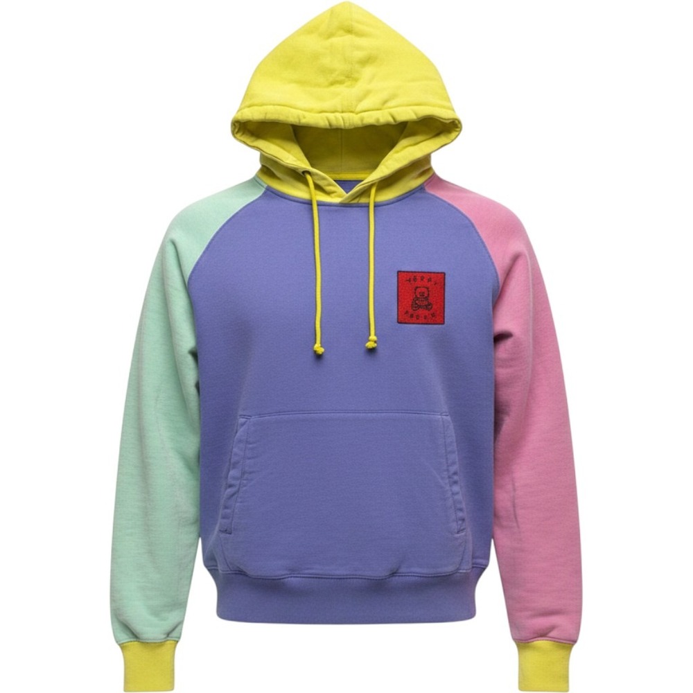 Teddy Fresh Colorblock Pastel Hoodie Purple Pink Yellow Mint Small
